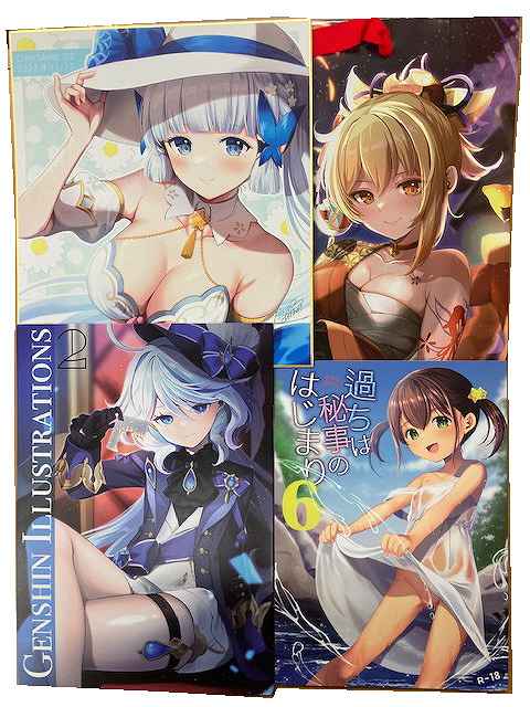 コミケ102・4点セット(紙袋+色紙+過ちは秘事のはじまり6+GENSHIN ILLUSTRATIONS 2)