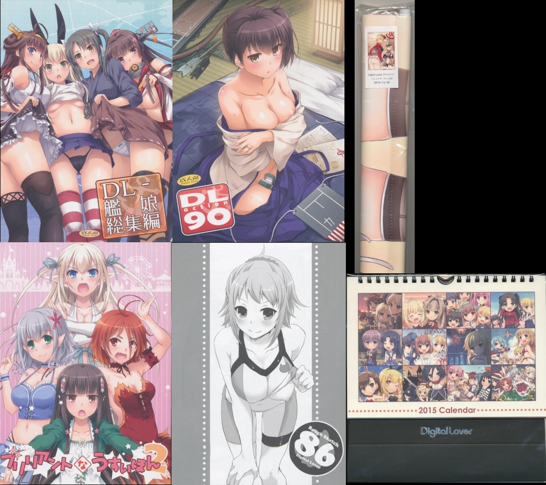 C87 6点セット(タペストリー+カレンダー+ROUGH SKETCH 86+ブリリアントなうすいほん2+D.L.action90+DL-艦娘総集編)